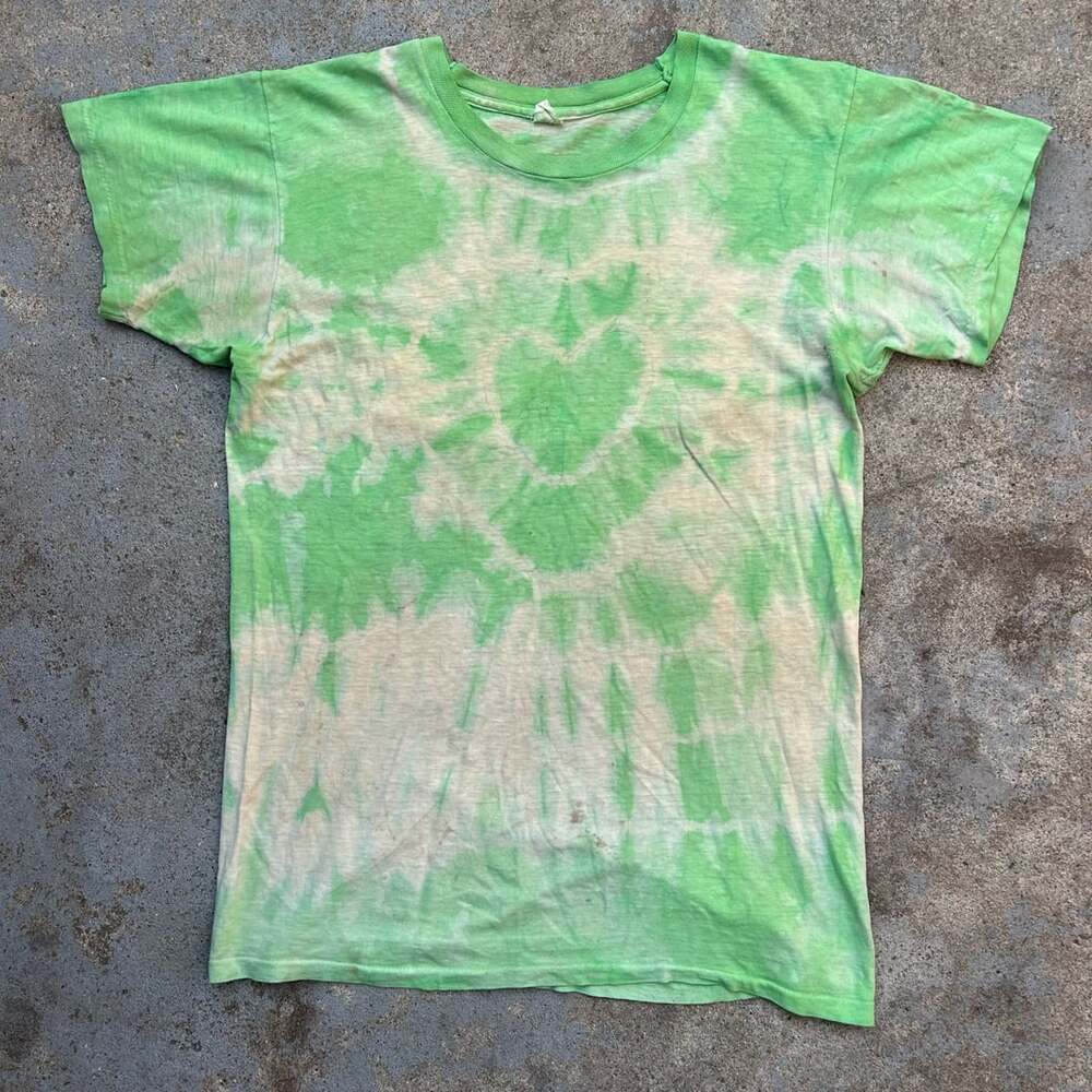 Vintage 70s Fruit of the Loom Tie Dye Heart Shirt